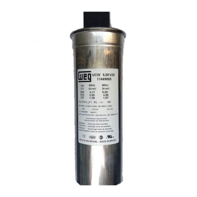 Capacitor Monofásico 5,00Kvar 220V Ucw 5,0V40L10 (11449885)