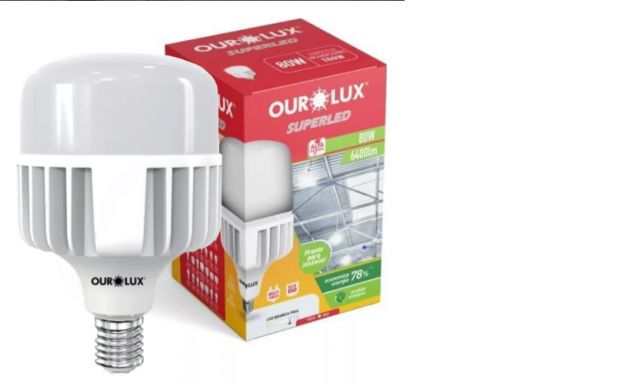 Lâmpada Superled Alta Potência 80w Bivolt 6500k E40 Ourolux