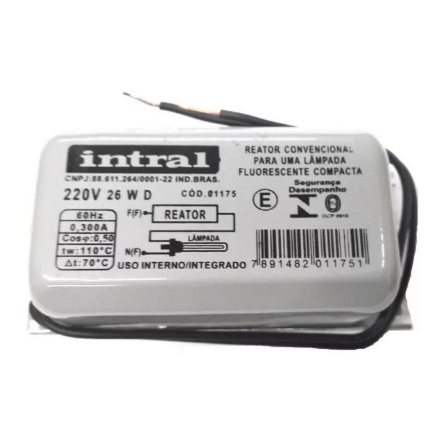 REATOR CONVENCIONAL 1 X 26W 220V INTRAL